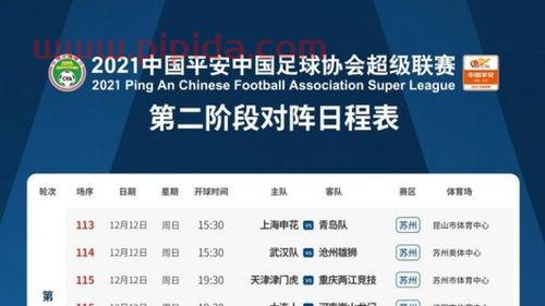 中超第二阶段赛程正式出炉结束